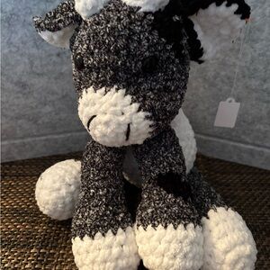 Plush Black and White Cow Home Accent